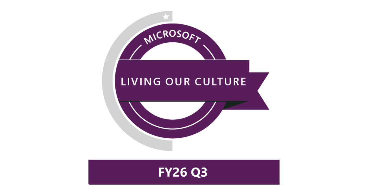 Microsoft Living Our Culture award badge, FY26 Q3