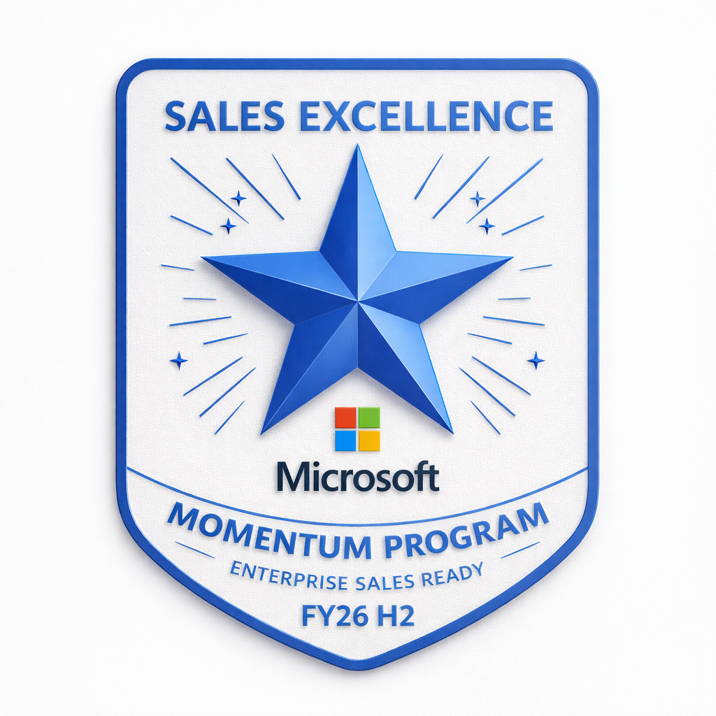 Sales Excellence Momentum Program badge for Enterprise Sales Ready, FY26 H2